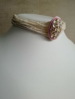 Pink Choker Gold Plated Meenakari Set, 3 of 8