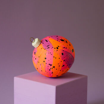 Neon Orange, Pink And Purple Painted Ceramic Bauble, 2 of 5