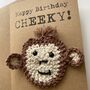 Cheeky Monkey Crochet Birthday Card Handmade, thumbnail 9 of 9