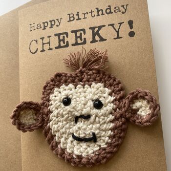 Cheeky Monkey Crochet Birthday Card Handmade, 9 of 9