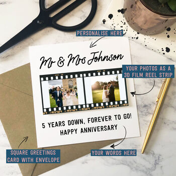 Personalised Anniversary 3D Photo Card, 4 of 6