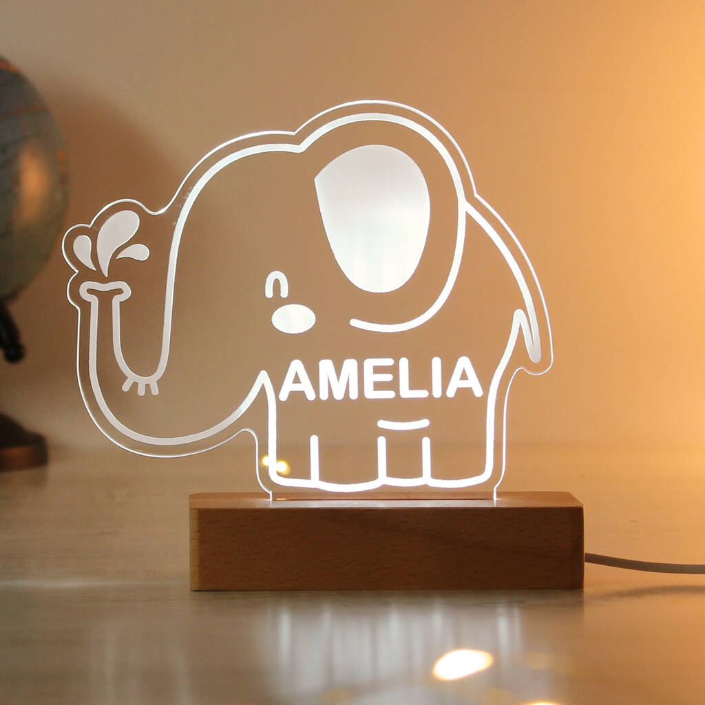 Personalised Elephant LED Night Light, 1 of 11