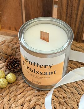 Buttery Croissant Wood Wick Candle Bakery Inspired For Autumn, 4 of 5