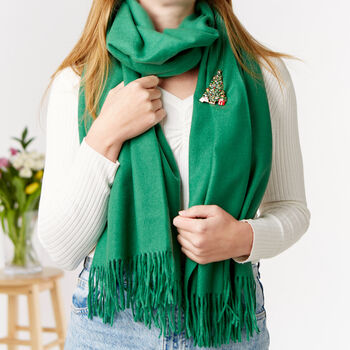 Cashmere Blend Scarf And Festive Magnetic Brooch Set, 2 of 8