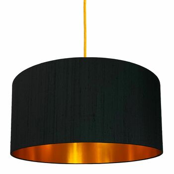 Carbon Black Silk Lampshades With Gold Or Copper Lining, 2 of 9