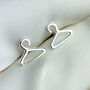 Sterling Silver Tiny Clothes Hanger Stud Earrings, thumbnail 3 of 4