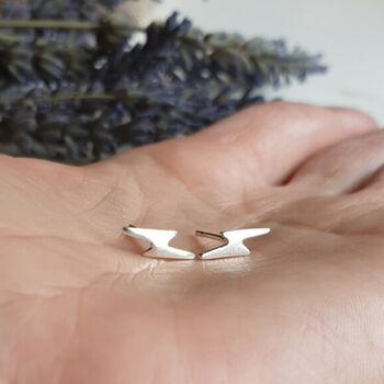 Sterling Silver 925 Lightning Bolt Ear Stud Earrings, 6 of 8