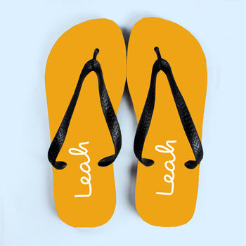 Personalised Yellow Summer Style Flip Flops, 5 of 6