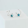 Sterling Silver Blue Star Spiral Hoop Earrings, thumbnail 1 of 4