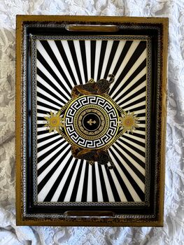 Luxury Wood Serving Tray, Blue Butterfly Print, 5 of 5