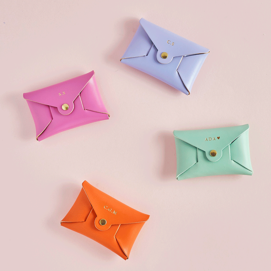 Personalised Lilac Leather Card + Coin Purse, thumbnail 2 of 8