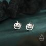Sterling Silver Carved Pumpkin Stud Earrings, thumbnail 1 of 12