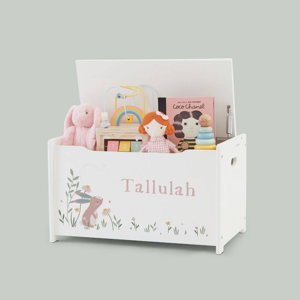 Personalised Bunny Design White Toy Box By My 1st Years