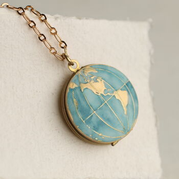 Personalised Blue Planet Map Locket Necklace, 10 of 12