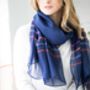 Personalised Navy Scarf With Colourful Stripes, thumbnail 1 of 6