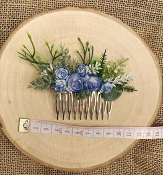Blue And White Flower Hair Comb, 2 of 3