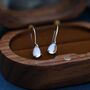 Sterling Silver Moonstone Droplet Drop Hook Earrings, thumbnail 3 of 11
