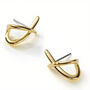 Gold Plated Sterling Silver Modern Abstract Cross Studs, thumbnail 3 of 6