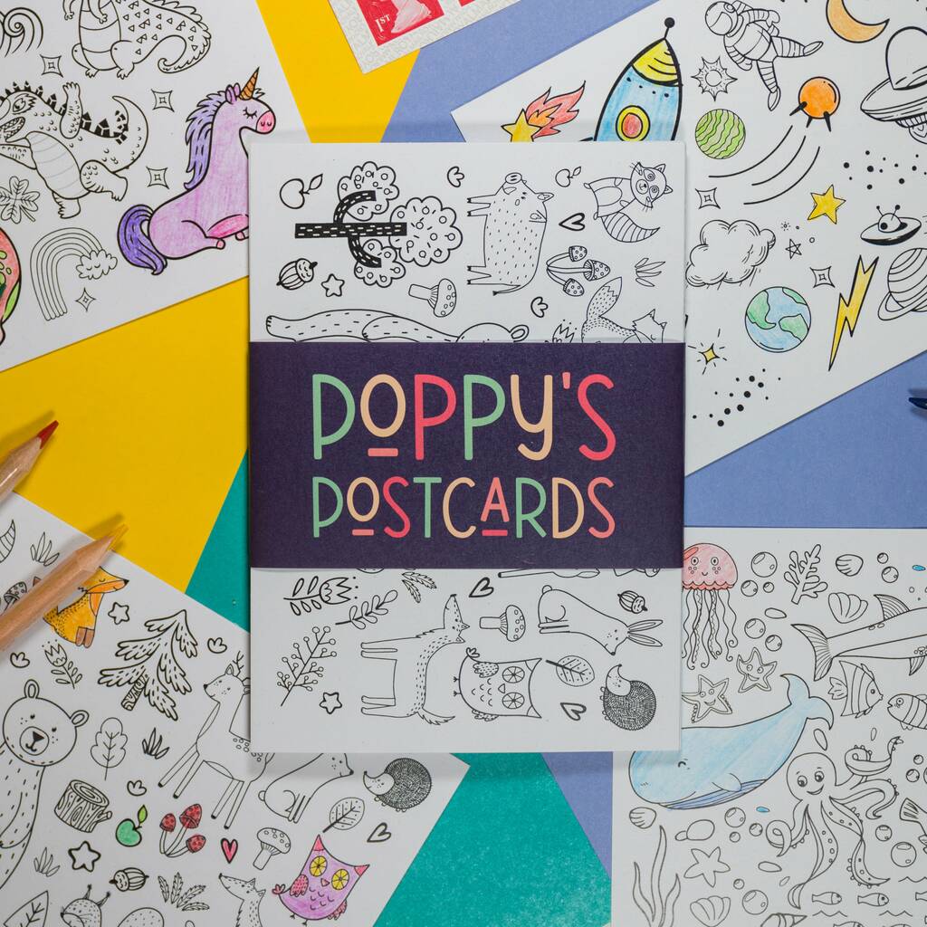 Kids Mixed Themed Colouring In Postcard Pack, 1 of 8