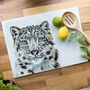 Inky Snow Leopard Glass Worktop Saver, thumbnail 1 of 6