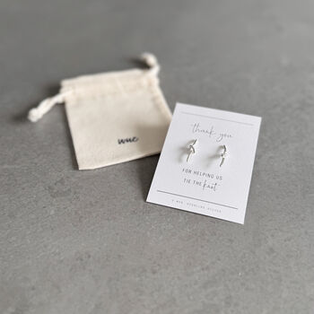 Thank You Bridesmaid Sterling Silver Bar Knot Earrings, 3 of 9
