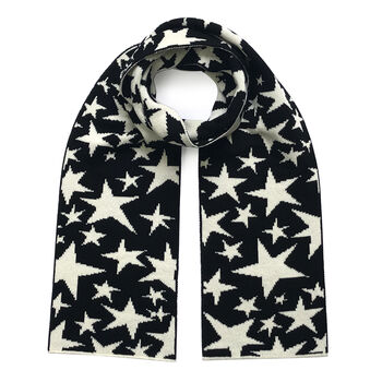 Stars Wool And Cashmere Scarf Black And White, 3 of 3