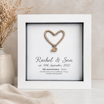 Personalised 4th Anniversary Gift Framed Linen Heart, 5 of 12