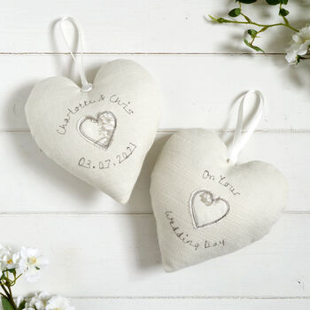 Personalised Wedding Or Anniversary Hanging Heart Gift For Couple, 5 of 12