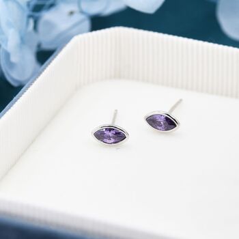 Amethyst Purple Marquise Cz Stud Earrings, 7 of 11