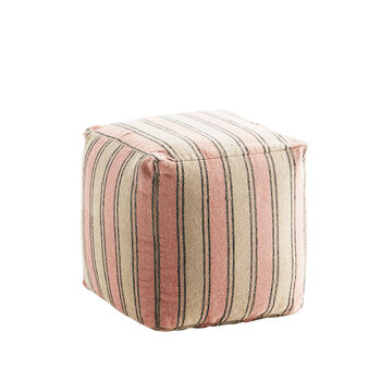 Taupe And Coral Cotton Striped Pouffe, 2 of 2