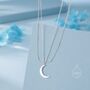 Sterling Silver Double Layer Moon Necklace With Satellite Chain, thumbnail 1 of 11