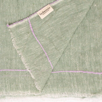 Linen Scarf, Sage And Lilac, 3 of 3