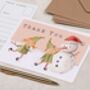 Christmas Elves And Snowman Thank You A6 Postcard Pack, thumbnail 1 of 3