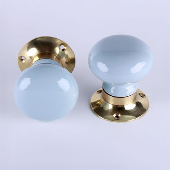 G Decor The Brassworks Edit Light Grey Set Of Handcrafted Ceramic Mortice Door Handles, Internal Turning Knobs For Room Doors, 4 of 5
