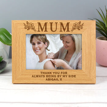 Personalised Floral Mum 6x4 Oak Finish Photo Frame, 3 of 4