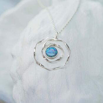 Spiral Blue Fire Opal Necklace, 3 of 6