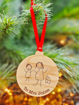 Personalised Wooden Child's Drawing Bauble, 9 of 12