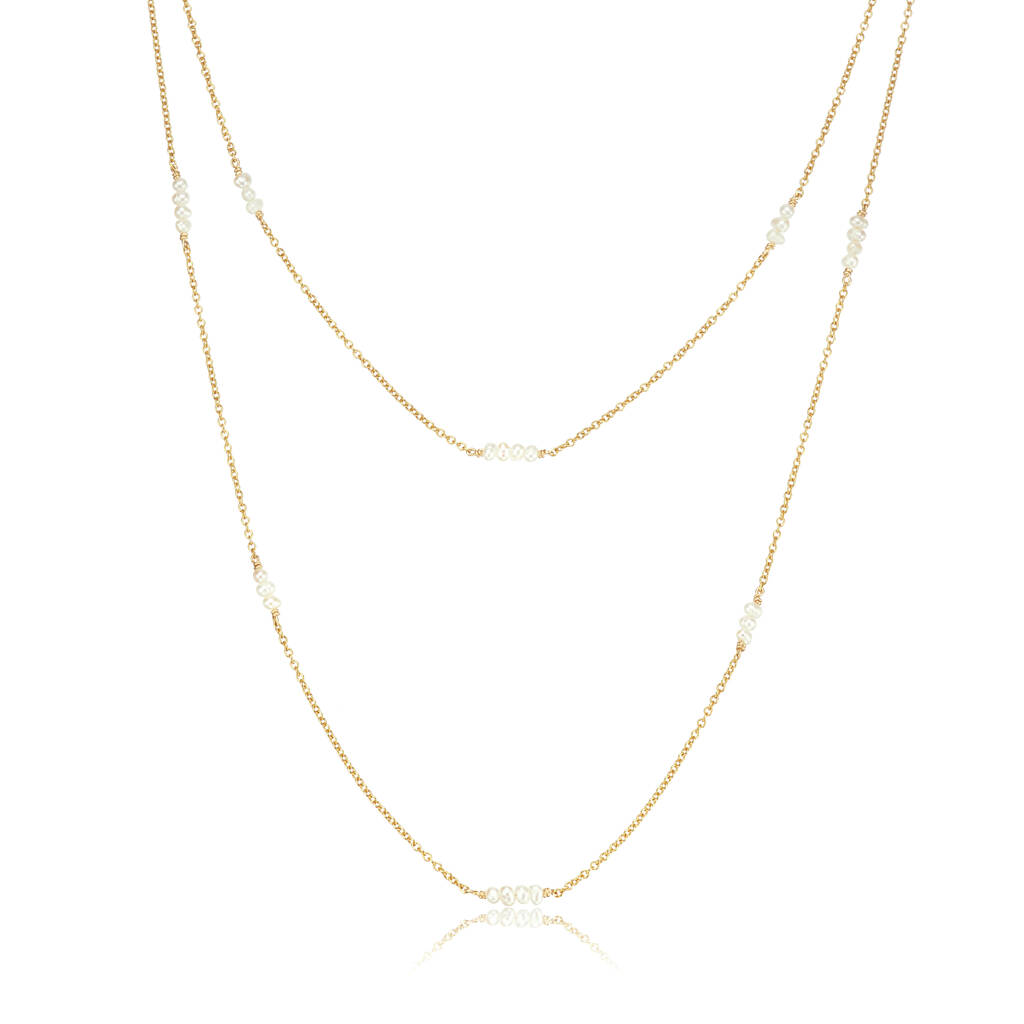 Gold, Silver Or Rose Layered Mini Pearl Necklace By LILY & ROO
