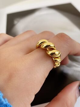 14 K Gold Or Silver Twist Link Ring, 6 of 9