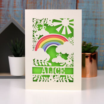Personalised Papercut Rainbow Card, 5 of 9