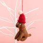 Personalised Brown Felt Dog Christmas Tree Decoration, thumbnail 3 of 5