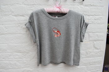 Wizzie X Chloë Grey Embroidered Prawn T Shirt, 3 of 8