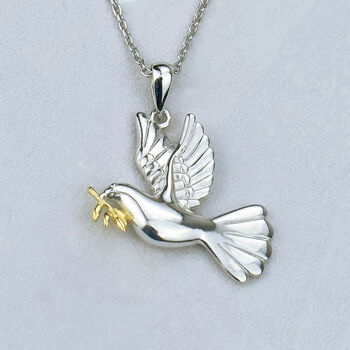 Personalised Sterling Silver Dove Of Peace Necklace, 3 of 12