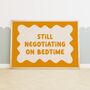 Still Negotiating On Bedtime | Mustard And Cream | Art Print, thumbnail 2 of 5
