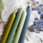 Eight Tapered Dinner Green And Blue Colour Mix Candles | Scandi Colours, thumbnail 2 of 3