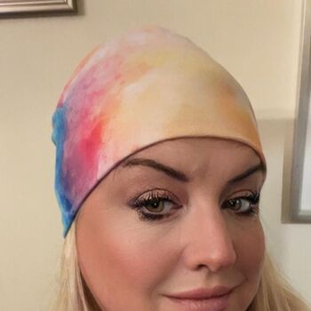 Chemo Headwear Hat Beanie Tie Dye Pastel Rainbows, 3 of 6