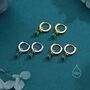 Sterling Silver Emerald Green Cz Droplet Hoop Earrings, thumbnail 7 of 12
