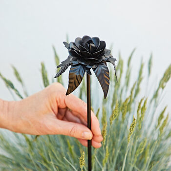 Recycled Iron Black Rose Garden Stake, 2 of 7