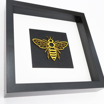 Yellow Manchester Bee Framed Woodcut Artwork, 5 of 6