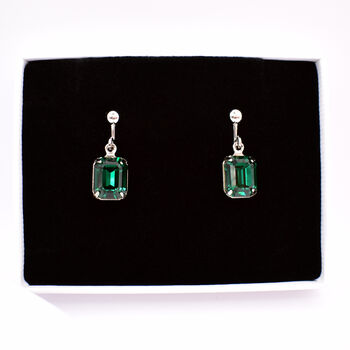 Emerald Green May Birthstone Clip On Earrings, 2 of 5